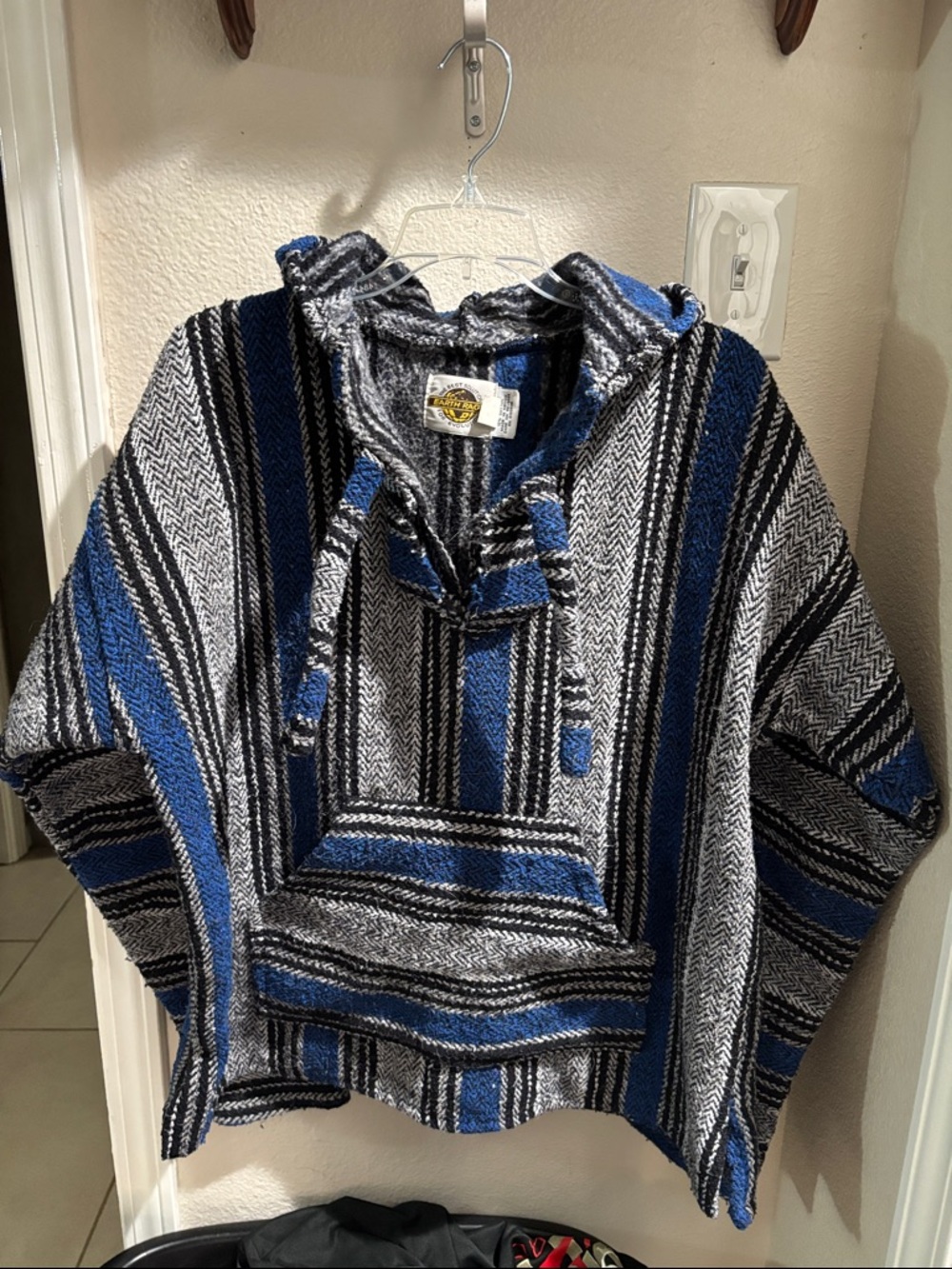 Earth Ragz Blue & Gray Striped Baja Hoodie L